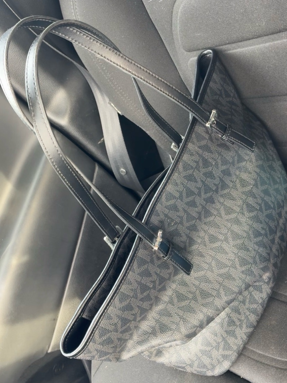 Michael Kors Black/Gray Signature Tote with Dual Straps